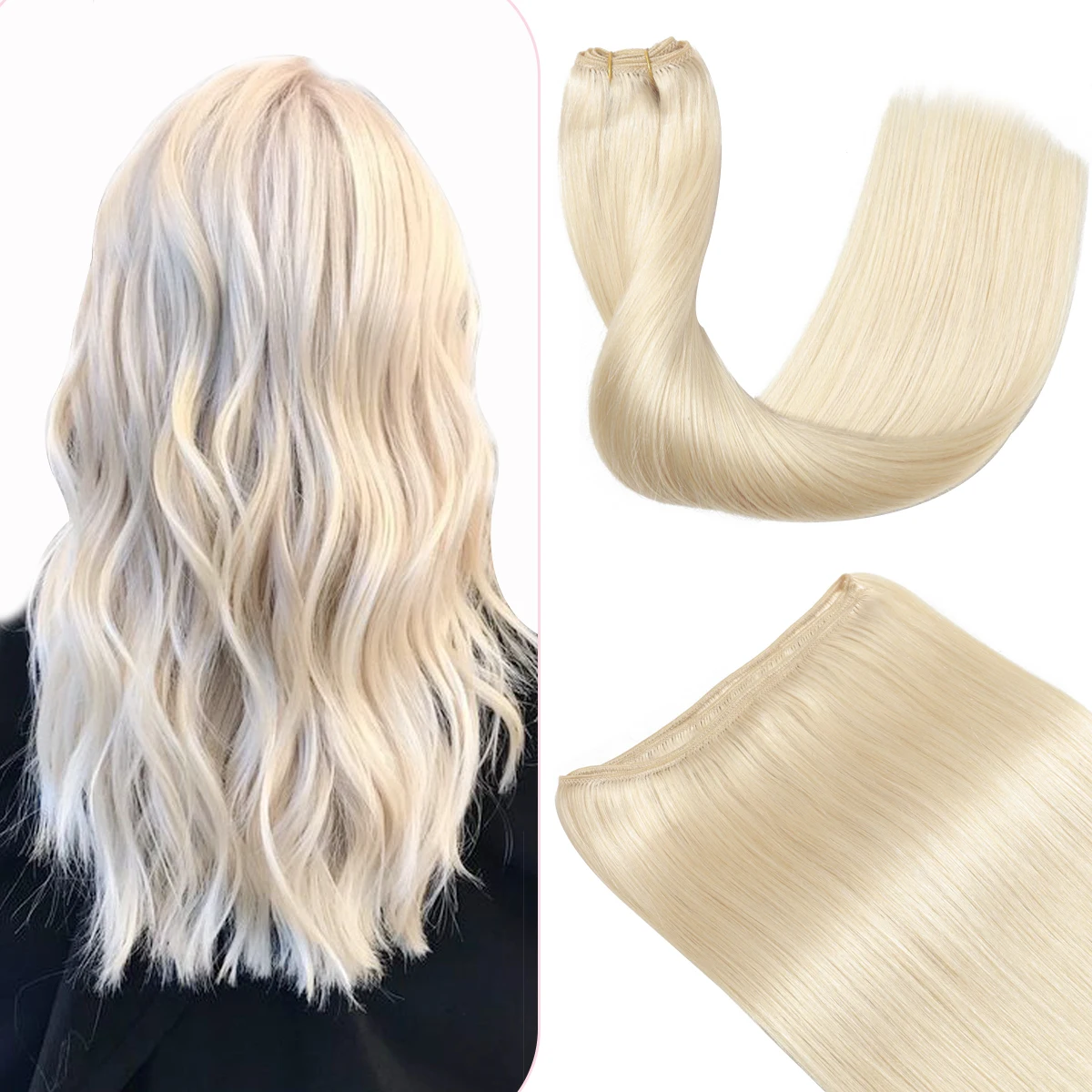 

Sindra Weft Hair Extensions blonde Color Hair Bundles Human Hair Weft Hair Extensions 14-22 Inch 100g Skin Double Weft