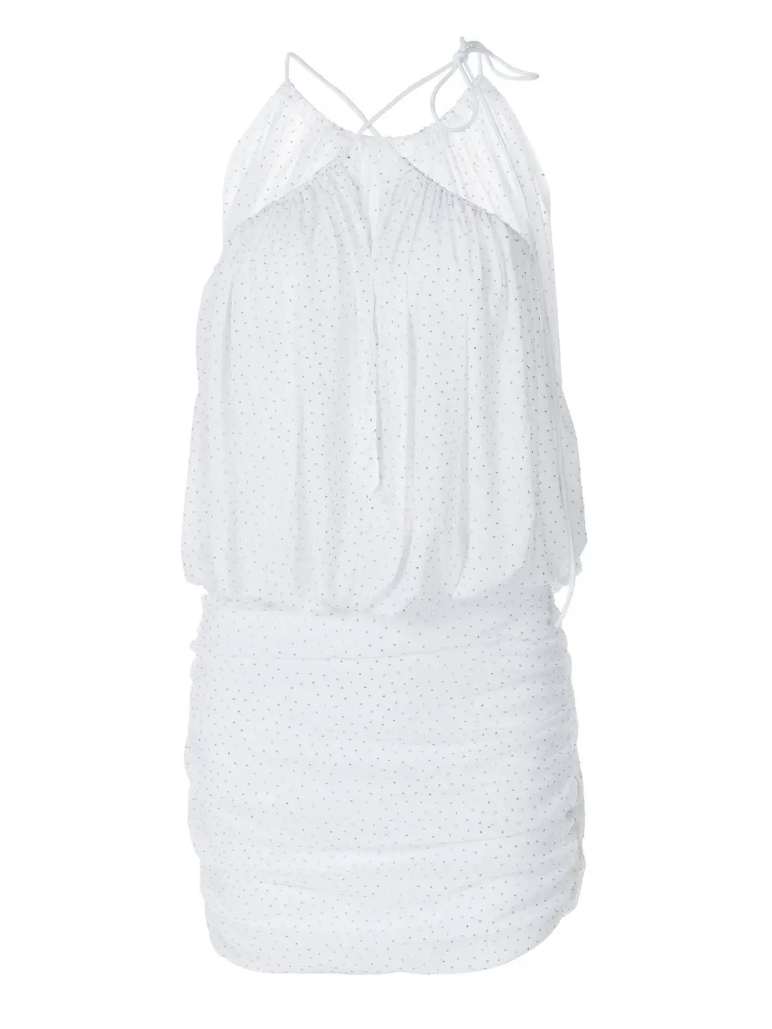 ชุดเดรสบอดี้คอนเซ็กซี่สำหรับผู้หญิง ฤดูร้อน แต่งระบายชายเสื้อ ชุดคลุมชายหาด ตัดเย็บแบบเปิดด้านข้าง ลายทาง โชว์สัดส่วน ยั่วยวนใจ