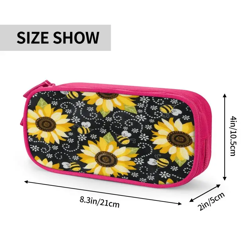 Sonnenblume Retro große Kapazität Feder mäppchen Briefpapier Schul bedarf Beutel Büro Schreibtisch Aufbewahrung tasche Studenten Kinder Stift Fall Box