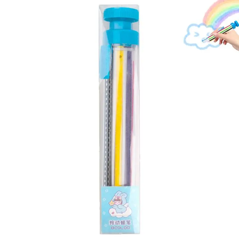 Crayón giratorio multicolor 8 en 1 para niños, lápiz de dibujo y escritura multiusos, clase de arte para estudiantes