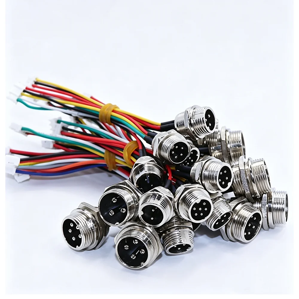5pcs GX12 Aviation Plug with Wire 2p  3/4/5/6/7Core Socket Plug To PH2.0/2.54 Terminal Wire