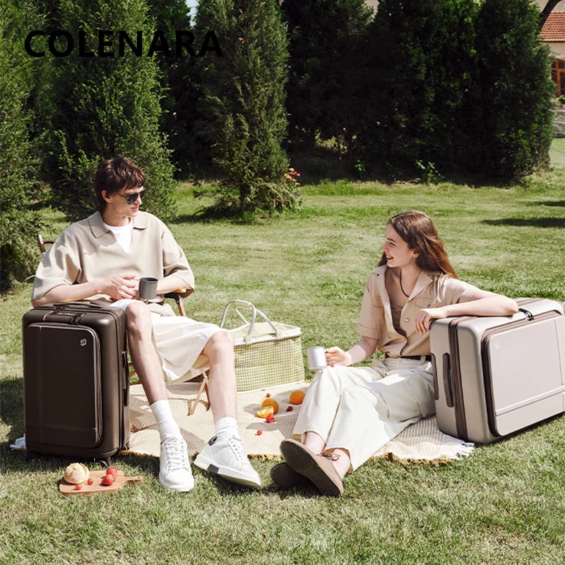 

COLENARA 20 "25 дюймов многофункциональный чемодан для ПК, посадочный бокс, большая вместительная чемодан на колесиках, зарядка через USB, переднее открытие, чемодан для ноутбука