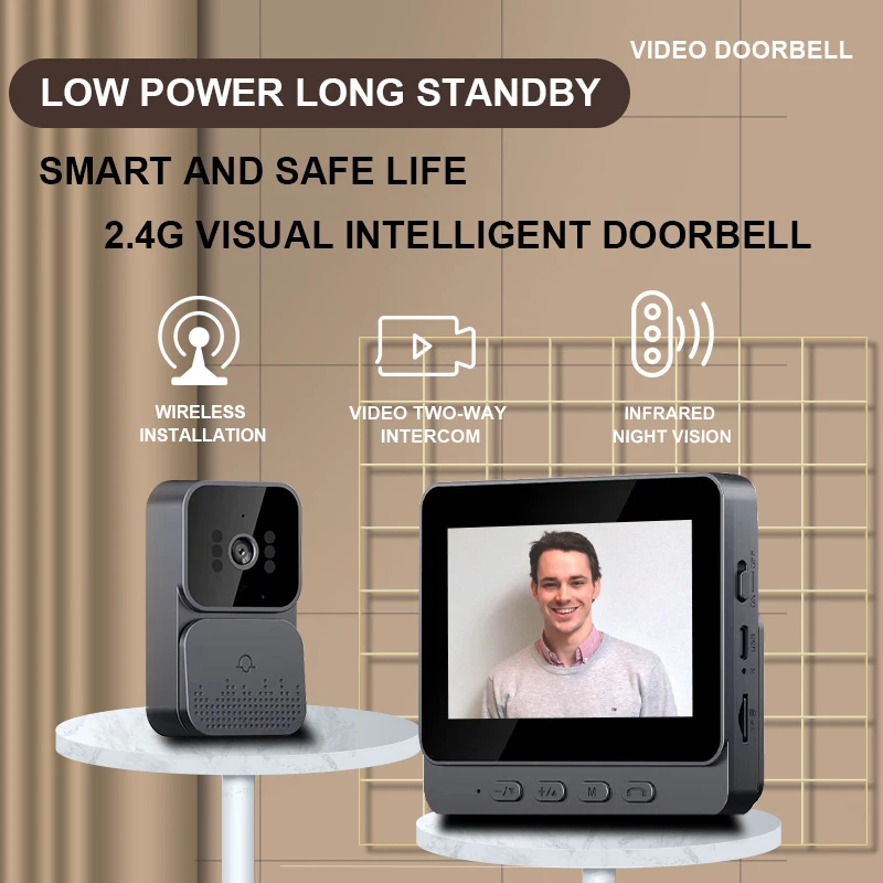 Wistino 4.3Inch Lcd Monitor Two Way Audio Night Vision 1080p Ring Video Doorbell Video Intercom System