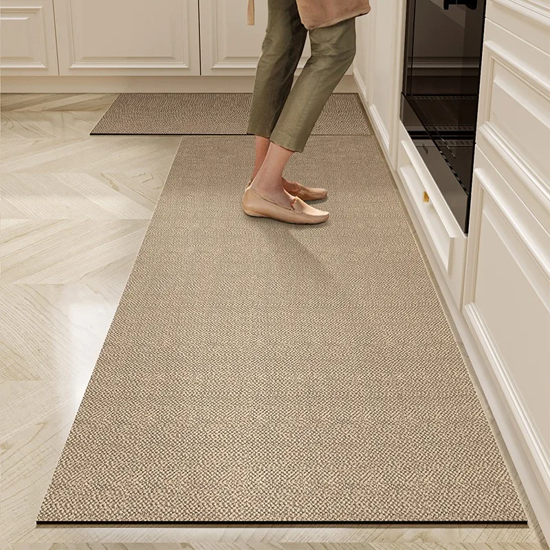 Kitchen Floor Mat Pvc Carpet Waterproof Oil-proof Leather Black Letters Long Rug Home Decoration Non-slip Foot Mats 주방바닥매트