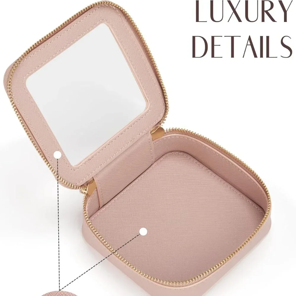 Mini borsa per il trucco trasparente Pu Saffiano Vegan ecopelle Cute Small visibile Window Storage rossetti custodia per cosmetici per borsa