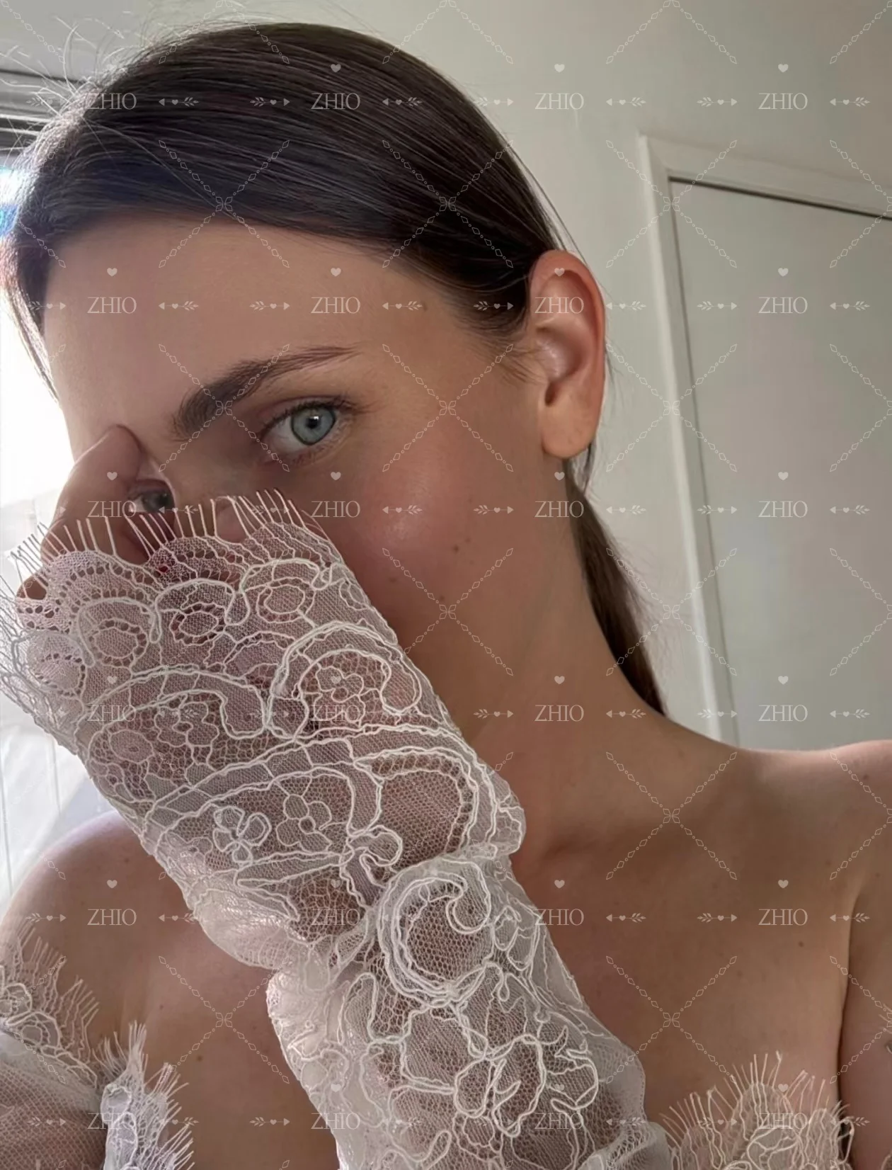 ZHIO Princess Ivory Lace Royal Train Wedding Dress Sweetheart Off Shoulder Draped Fluffy Bridal Gown Customized Robe De Mariée