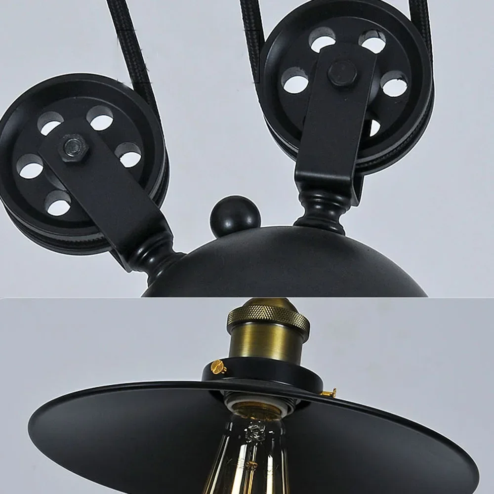 Nordic Retro Chandelier Loft Creative Restaurant Bar Coffee Strap Light Iron Telescopic Pulley