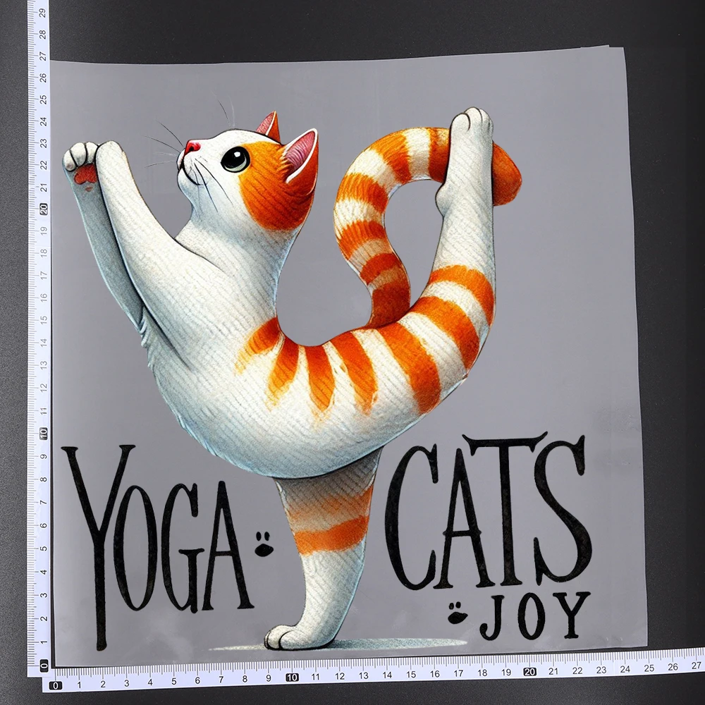 25 سنتيمتر لطيف جميل الحفاظ على الهدوء اليوغا القط الحديد على نقل الحرارة ملصق DTF الحديد على نقل بقع للملابس تي شيرت يزين #2