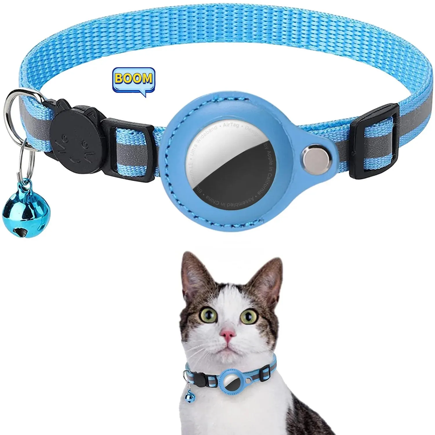 Apple Airtag Case cat collar with bell  adjustable Anti-Lost Pet Collar Protective Tracker  WaterProof Reflective Pet Products