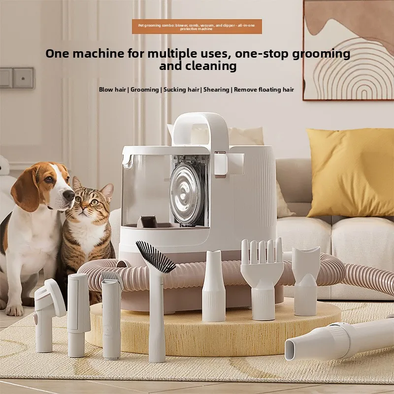 Pet hair suction device 9 in 1 multi-functional beauty hair trimmer cat electric push shearing hair blowing cleaner  water dryer