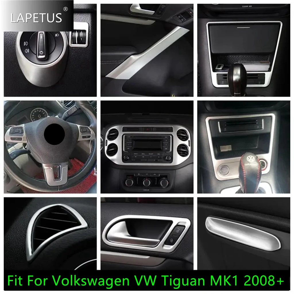 

Matte Steering Wheel / Door Handle Bowl / Center Air AC Knob Cover Trim Car Accessories For Volkswagen VW Tiguan MK1 2008 - 2015