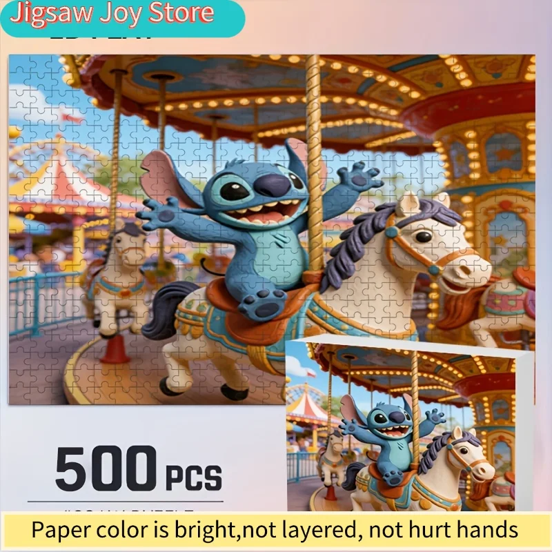 Impression de décoration d'intérieur Disney Stitch et Mickey |   Puzzle, idéal pour les adultes, casse-tête, parfait pour Noël et les vacances