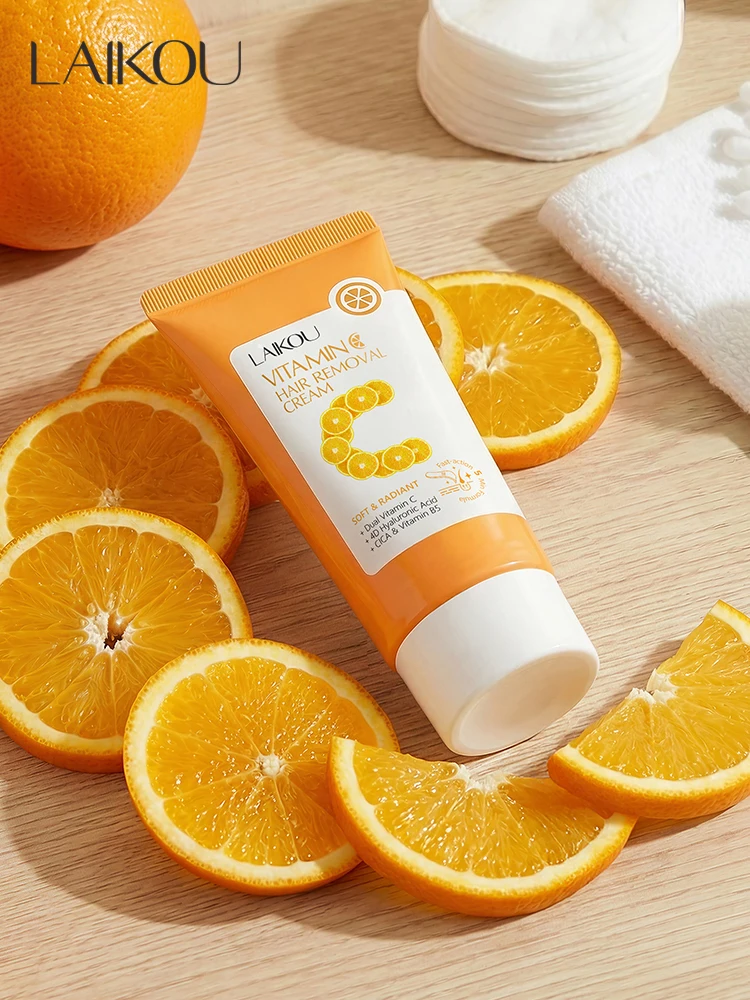 1 Stück Leicht zu Reinigende LAIKOU VITAMIN C Haarentfernungscreme, 50g Glättendes Haarentfernungsgel Aufhellendes Mildes Haarentfernungsprodukt
