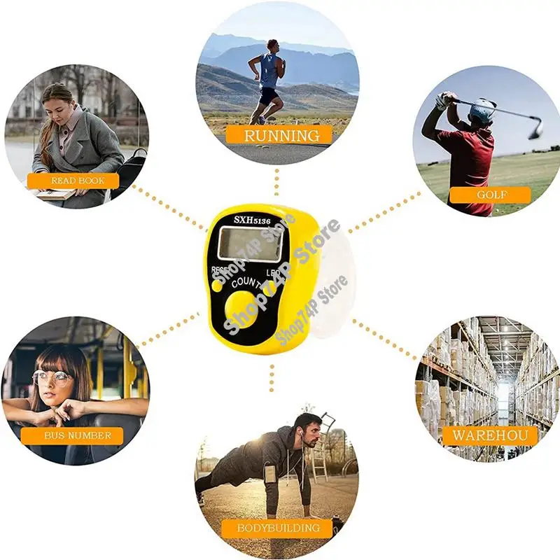 

12 упаковок, цифровой счетчик счетчиков, кликер, красочные 5-значные ручные счетчики-кликеры со светодиодной подсветкой, кольцо для переноски-A74P