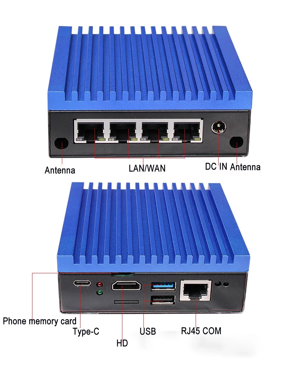 Soft Router Firewall Pfsense Rockchip RK3568 Cortex-A55 4LAN Fanless Mini PC OEM IOT Edge Gateway Hardware Android 11 OPNsense