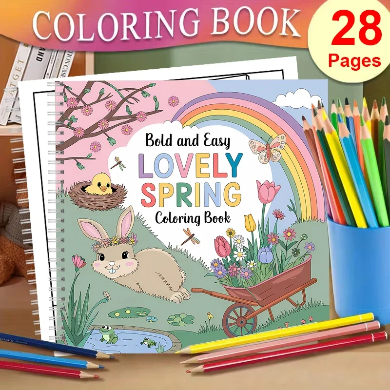 Lovely Spring Coloring Book for Adult Colouring Book, Birthday Day Gift, Back to School Supplies, Adults Cute Drawing Book