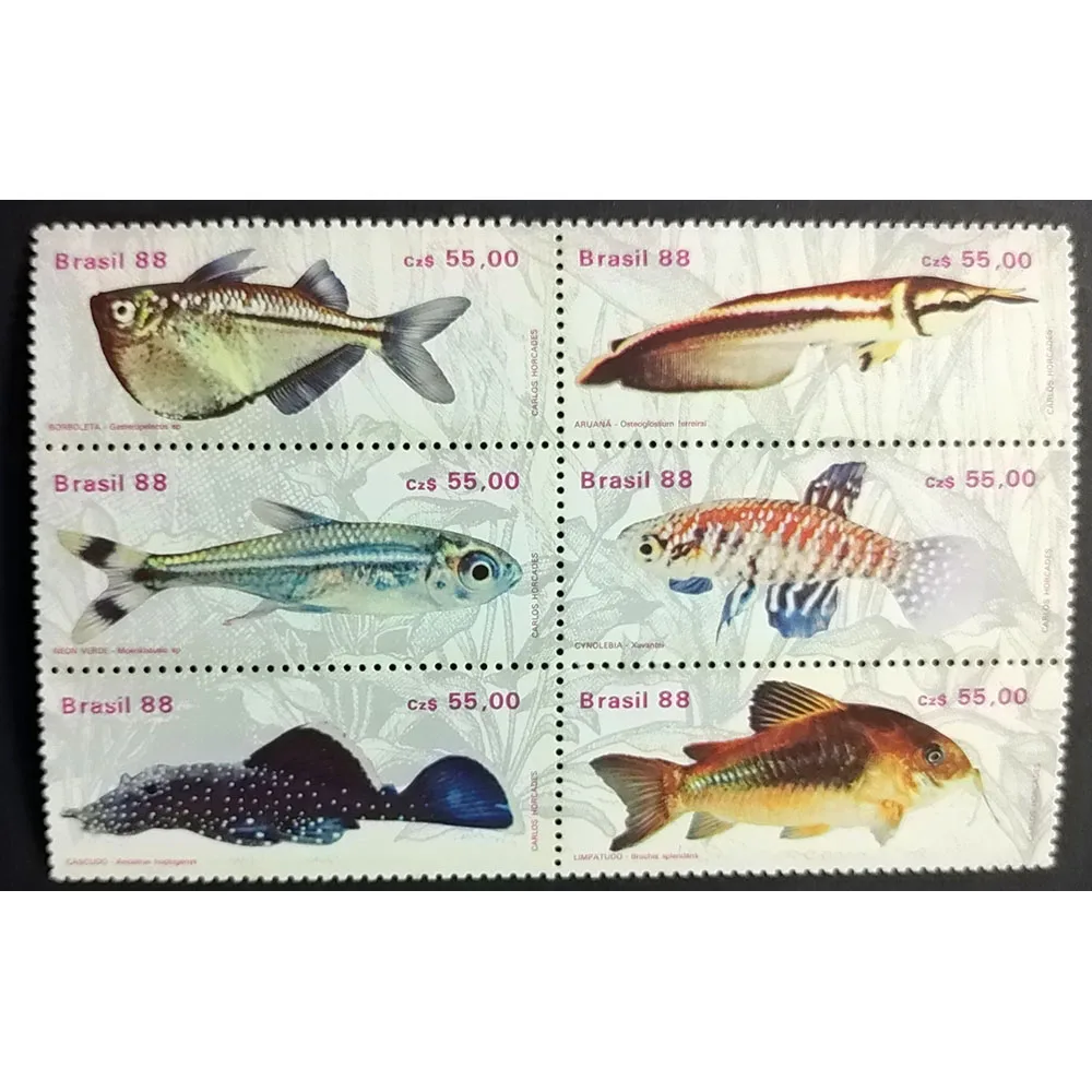 

All New Stamps Postage Brazil Y1988 Freshwater Fish Ornamental Fish 6 MNH Collectible Postage Stamps Material For Scrapbooking