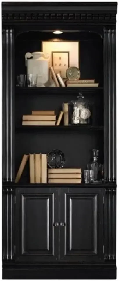 Telluride Bunching Wood Bookcase with Doors in Black