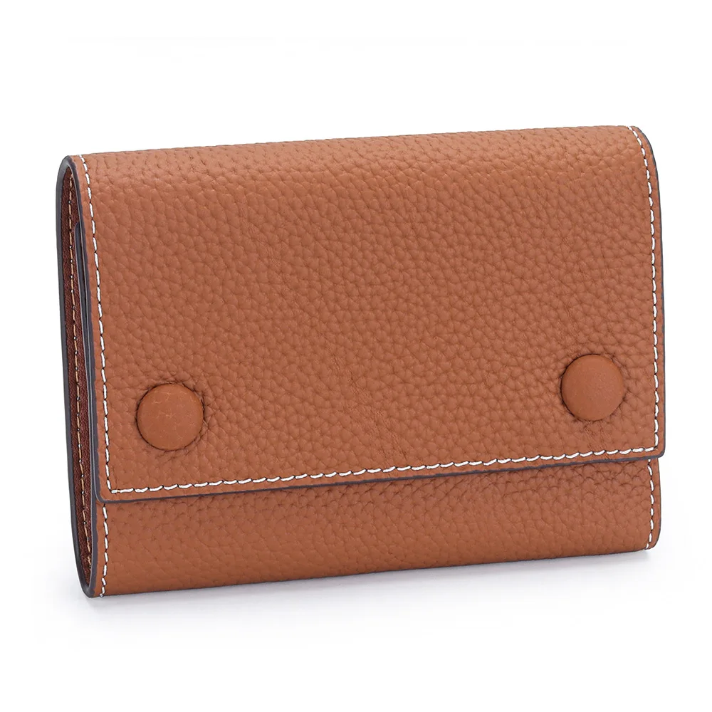 Women Short Genuine Leather Wallet Sander Ins Niche Design Soft Cowhide Card Purse Ladies Portable Multi Slots Small Wallet Dail