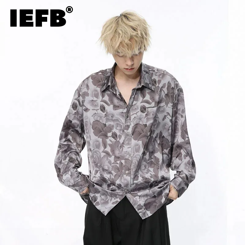 

IEFB Summer Autumn Men's Shirt Long Sleeve Turn-down Collar New Printing Casual Loose Male Shirts New Vintage Top 2024 9C5188