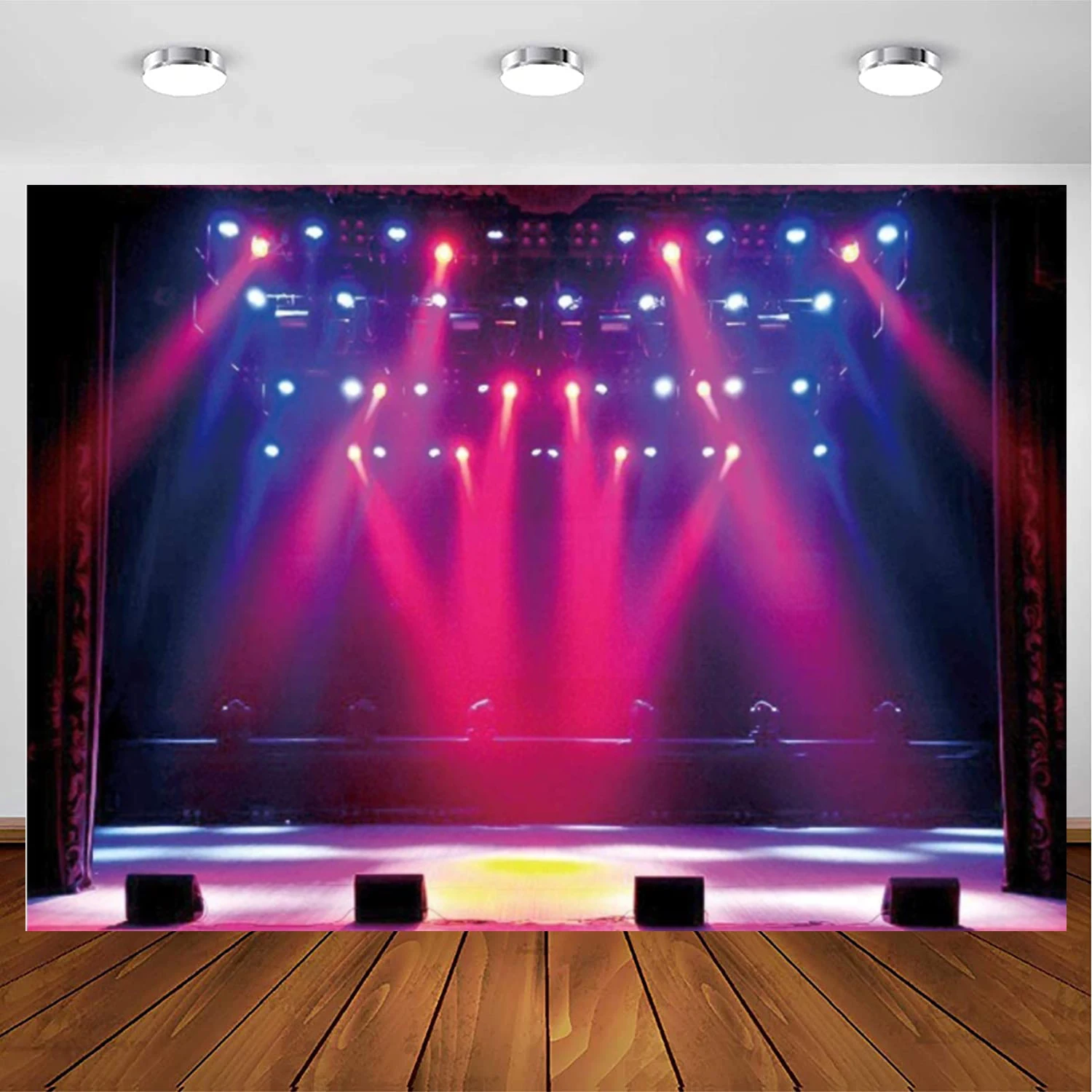 

Stage Spotlight Photography Backdrop Concert Live Platform Night Scenic Background Drama Play Music Show Kids Birthday Adults