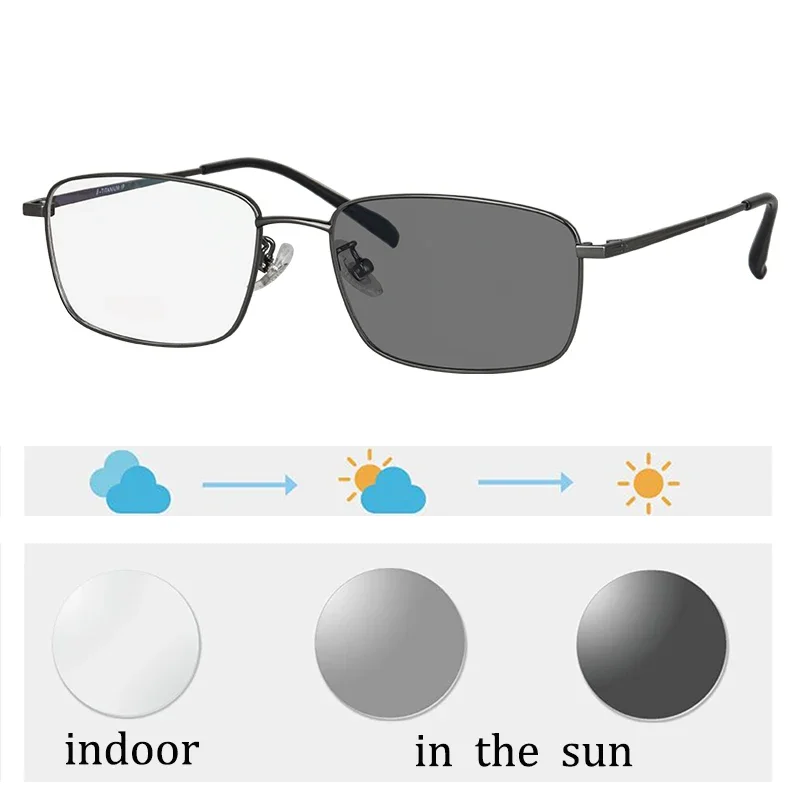 SHINU Titan-Lesebrille für Herren, Photogrey Multifokal, Presbyopie-Brille, photochrome Gläser, Titan-Brille für Herren – Detail 14