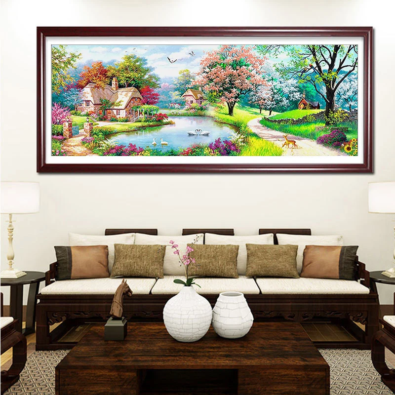 Dreamland Diamond Paintings Cross Stitch 5D Farm Swan Lake Diamond Embroidery DIY Full Drill  Home Decorativ Hanging Picture kit