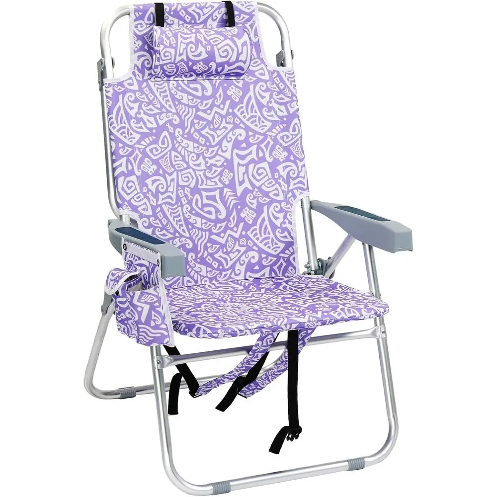 Backpack Beach Chair, 5 Level Adjustable Positions Beach Chair with Back Storage Bag, Cooler Pouch and Side Bags or Beach Poolsi