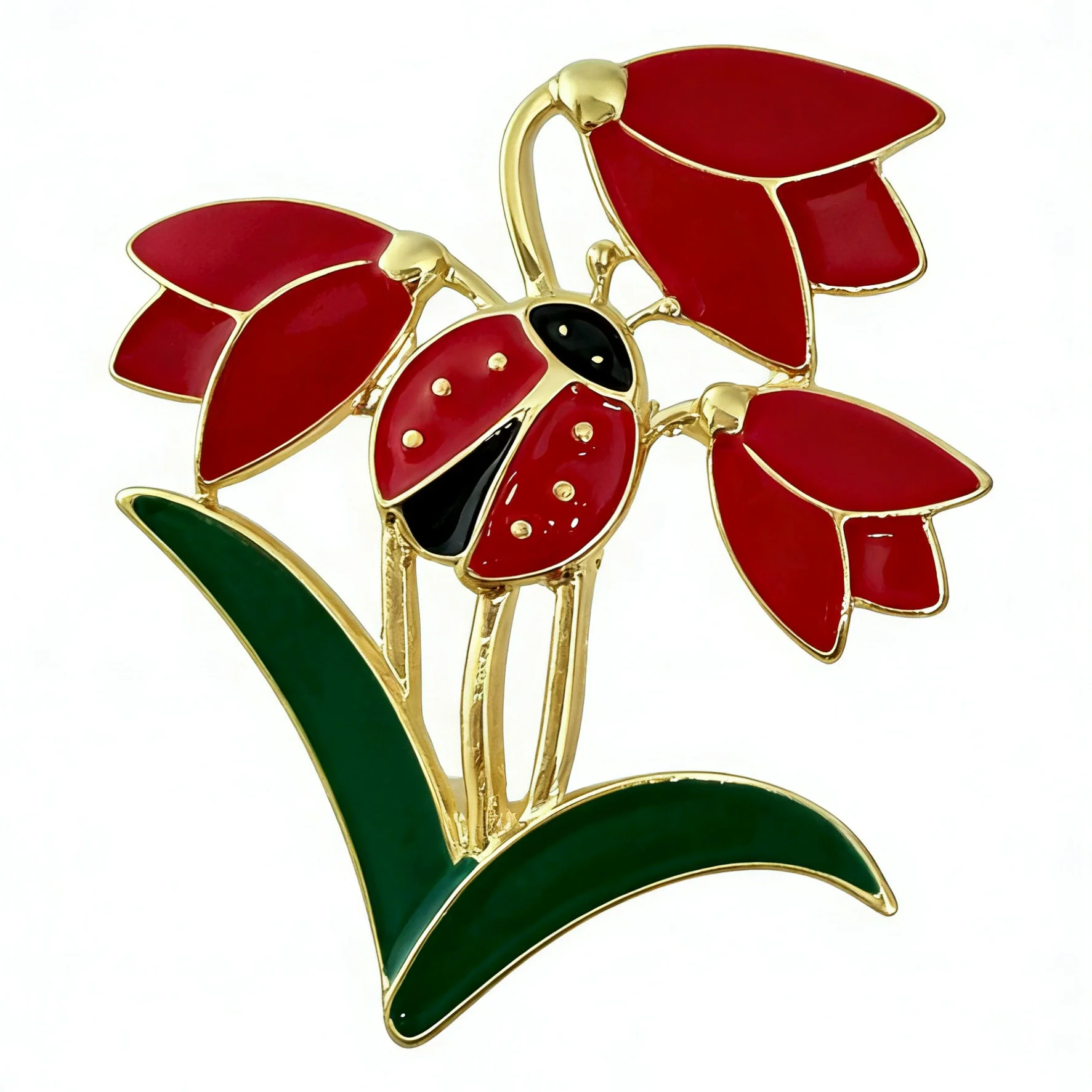 1Pc Cute Flower Ladybug Brooch for Women Men Exquisite Flower Plant Pins Brooches Jewelry Trendy Accessories Party Gifts 2026
