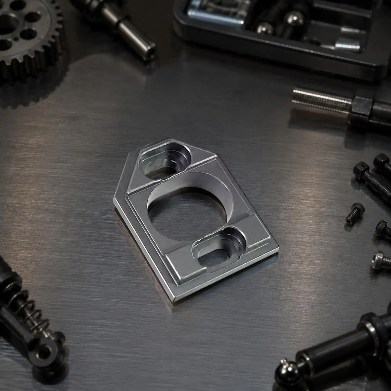 RC Motor Mount Bracket Aluminum Alloy for 1/16 Scale Car H16PL 16207 16208 16209 Gearbox Positioning Plate with Center Cutout