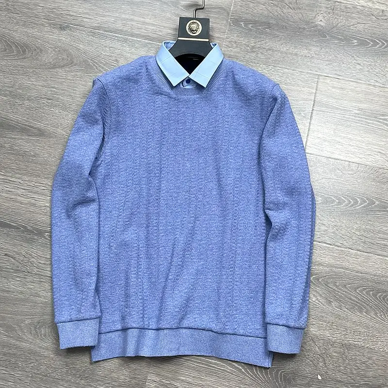 

Men's Faion Fce Lined Knitted irt Long Sve Thi Warm Base Layer T-irt Casual Straight Cut Busin Casual Sle