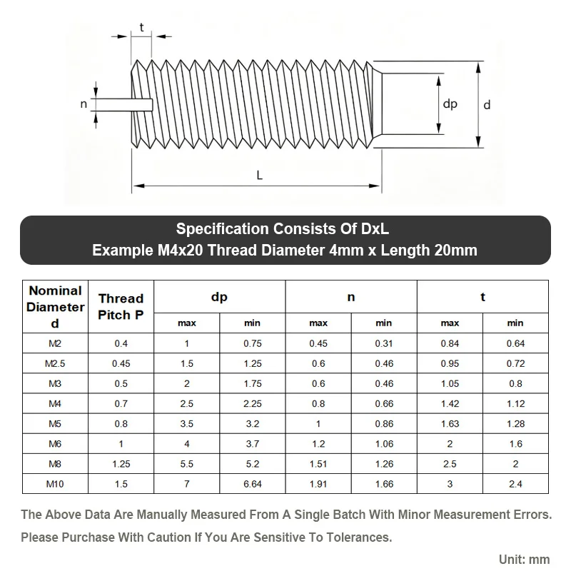 Slotted Flat End Grub Set Screw Full Thread 304 Stainless Steel Locking Fastener M2 M3 M4 M5 M6 M8 M10 For Device Fix Assembly