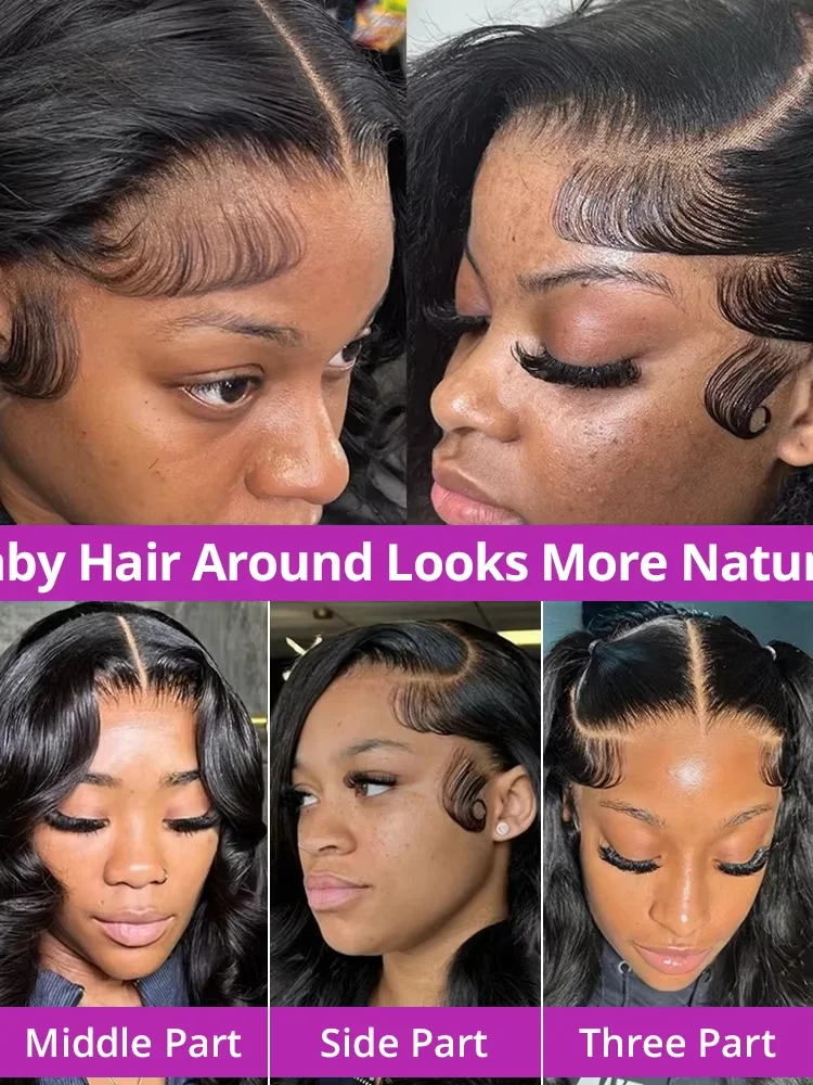 Peruka z ludzkich włosów brazylijskich, body wave, 40-46 cali, 13x6 HD lace frontal, gęstość 300%, 13x4 360 full lace front, wstępnie wyskubana dla kobiet.