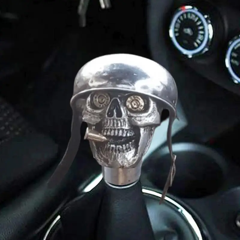 Skulls Soldier Grip-Handcrafted Gear Knob,Sliver Devil Skulls Car Stick Shifter Handle,Skeleton Style Automatic Transmissions