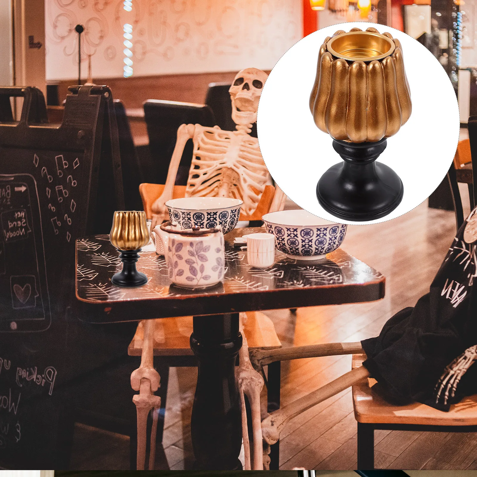 Pumpkin Holder Resin Halloween Tea Light Stand For Party Decor Fall Table Centerpiece Autumn Mantel Fireplace