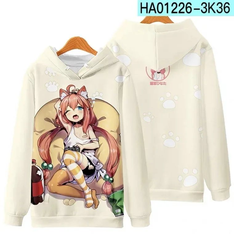 Vtuber nekomiya hinata 3d printing man/woman autumn fashion hoodies sweatshirt long sleeves pollover