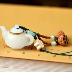 Plant Essence Fragrant Bag Keychain Luminous Stone Lotus Teapot Wood Carving Hollow Sandalwood Carry Fragrance Lucky Gourd Gifts