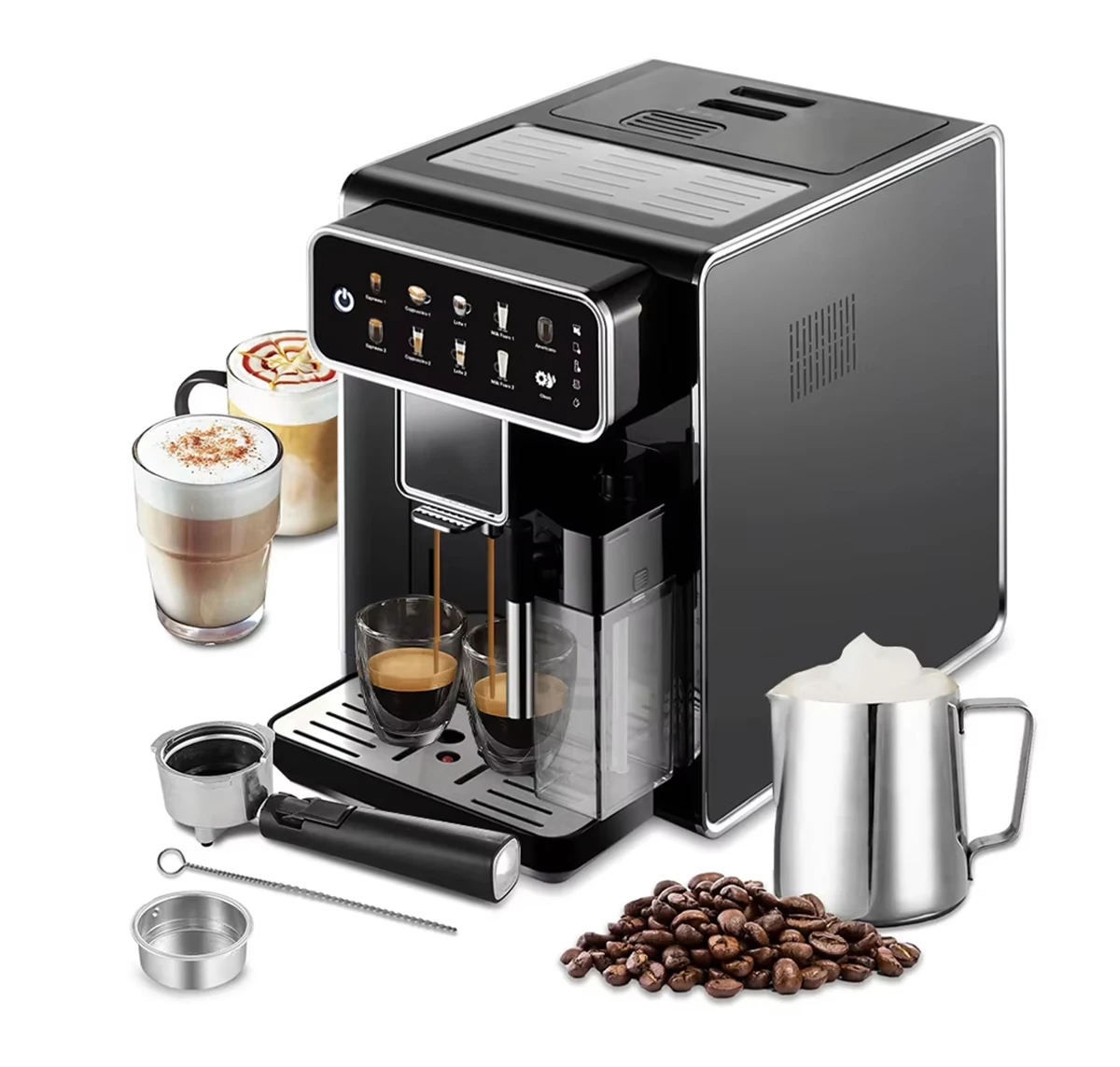 

Adjustable Grinder Setting Cafetera Electric Full Automatic Commercial Touch Screen Profesional Espresso Coffee Machine