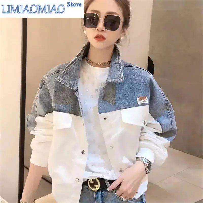 

New Short Denim Jacket Women Loose Summer Spring Autumn Coat Women Slim Sweet Jacket Joker Coat Color Matching Embroidery