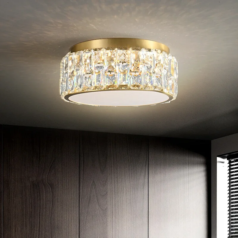 Luxury Pasas Crystal Ceiling Light for Bedroom with Copper Base