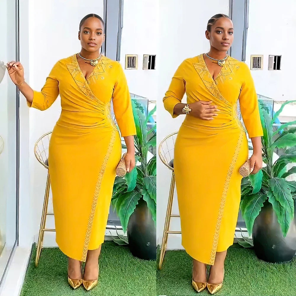 

Elegant African Dresses for Women Summer Africa Clothing Plus Size Wedding Party Dress Dashiki Ankara Office Lady Outfits Robe