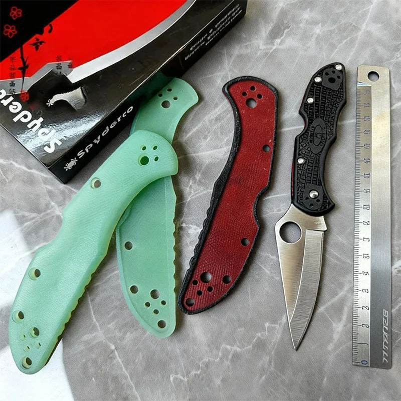CNC 2 Colors Knife G10 Handle Patches Scales For Spyderco C11 Delica4 C11FPOR C11FPBL C11FPBK C11FPPR C11FPGR C11FPGY Knives