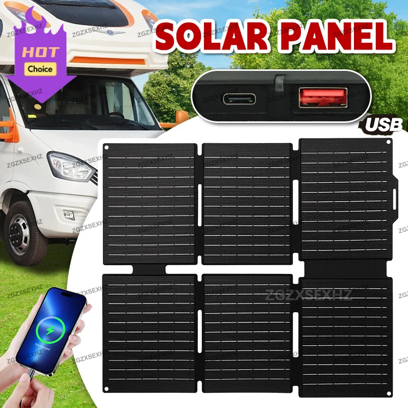 30 واط المحمولة طوي ETFE شاحن لوحة طاقة شمسية للتخييم في الهواء الطلق مقاوم للماء مع بطارية الطاقة الشمسية USB للهواتف لقارب RV