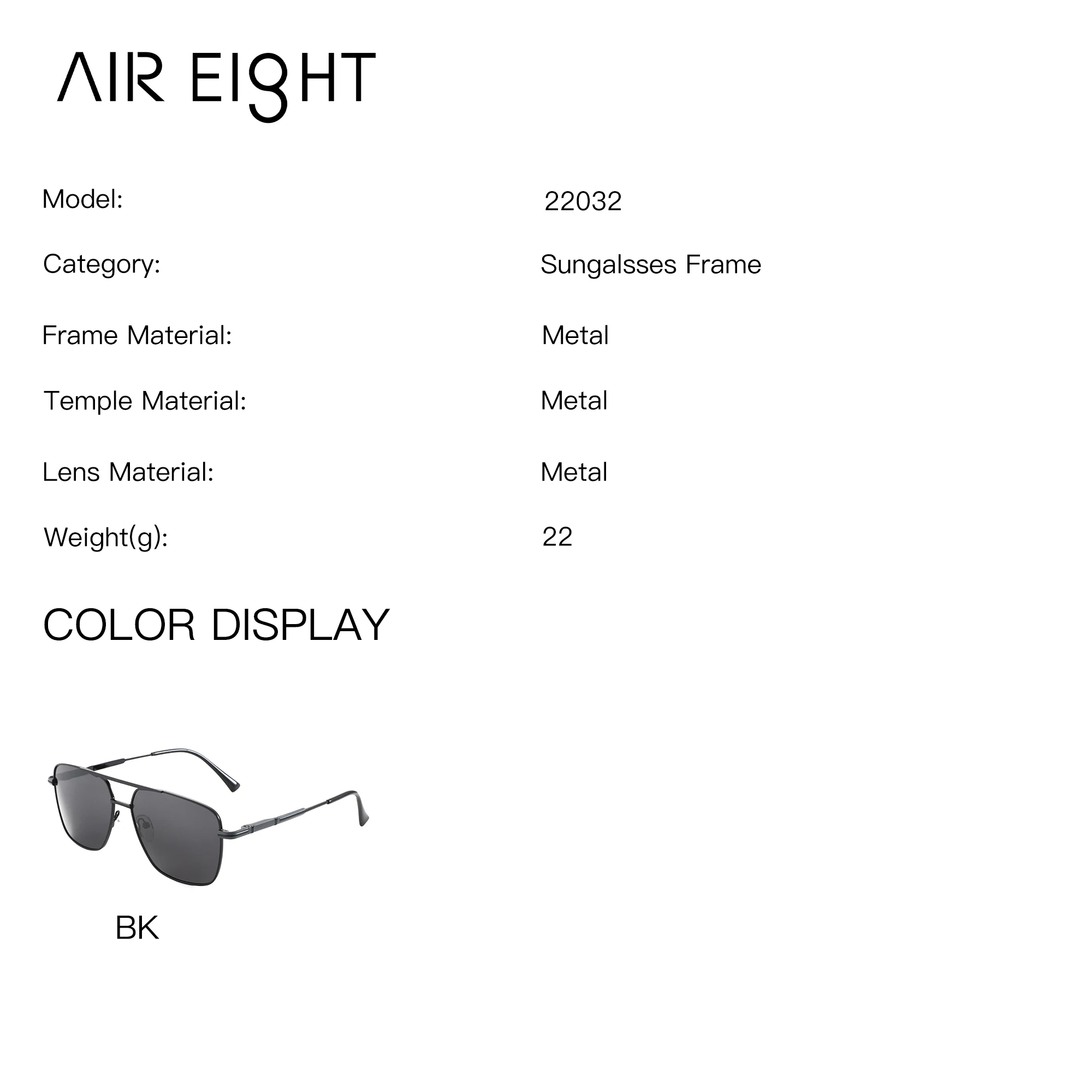 AIREIGHT L Size Men's Metal Pilot Myopia Polarized Prescription Sunglasses UV400  Optical Sun Glasses For Driving