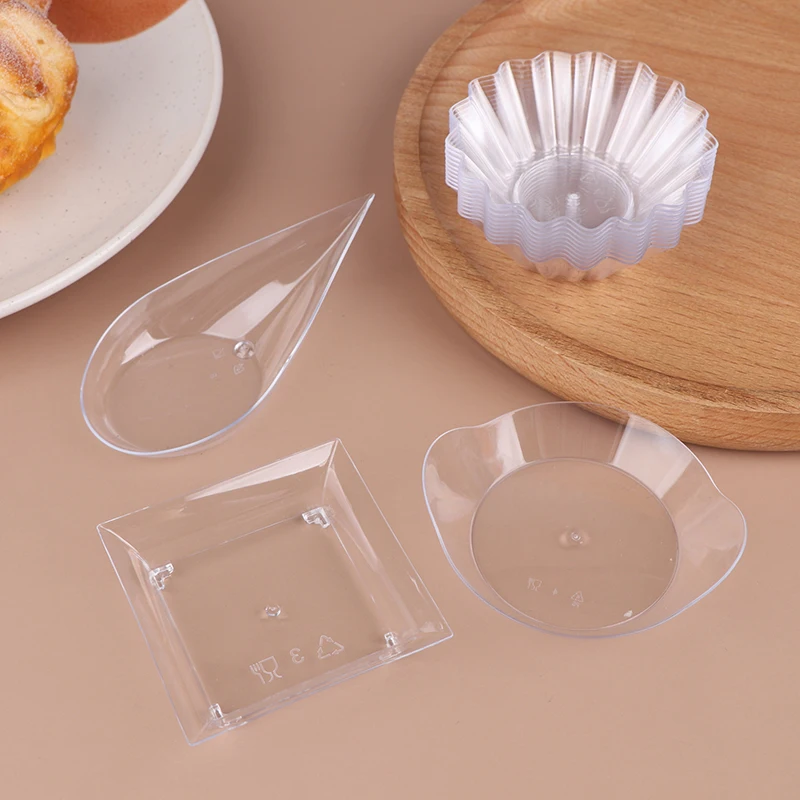 10Pcs Transparent Mini Appetizer Plates Ice Cream Cup Plastic Fruit Candy Cake Jelly Yogurt Mousse Dessert Container Pastry Tool