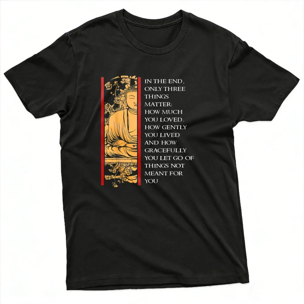 T-shirt d'été pour hommes avec citation inspirante de Bouddha, style décontracté avec philosophie Zen pour un usage quotidien, t-shirts amples unisexes