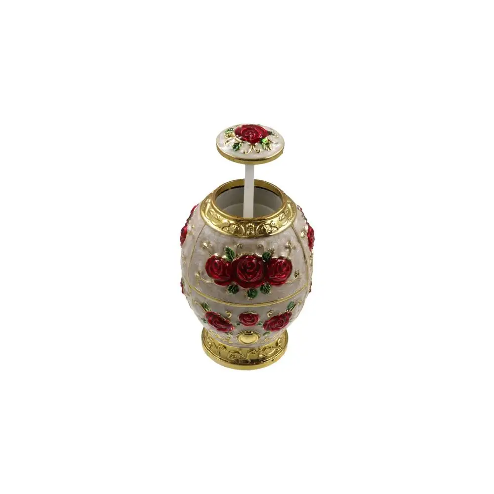 

Egg Shaped European Style Toothpick Box Press Type Automatic Floral Toothpick Holder Embossed Rose Pattern Retro