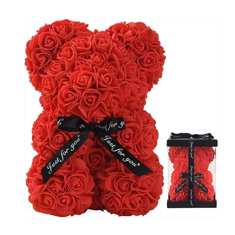 1pc Valentinstag Geschenk Kreative Rose Bär Geschenk Box PE Blume Romantische Schaum Bär Umarmung Bär – Detail 6
