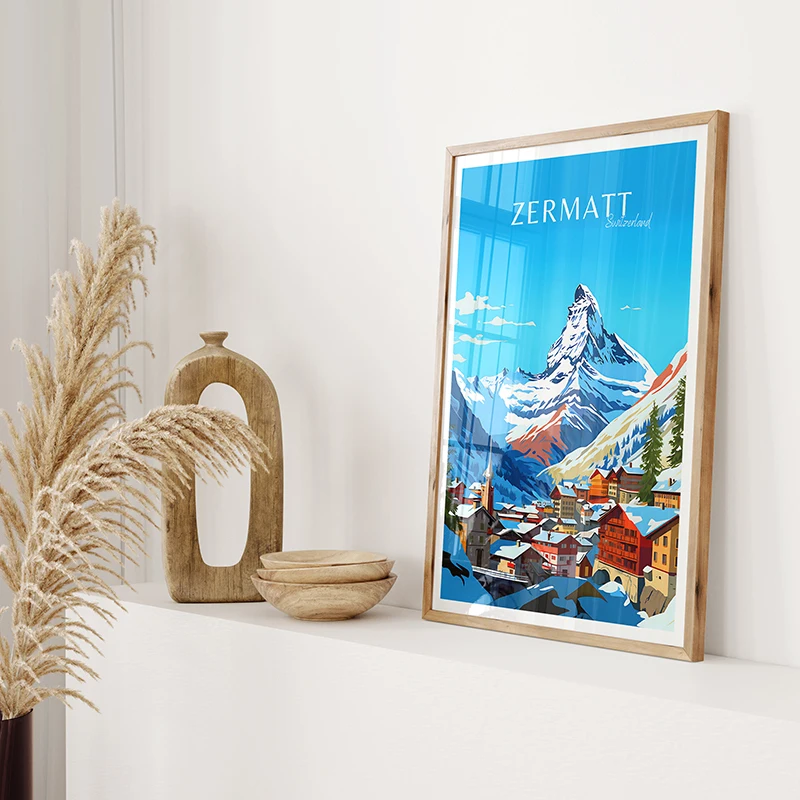 Switzerland Finland Travel Poster Lapland Porvoo Helsinki Zermatt Canvas Painting Wall Art Picture for Living Room Home Decor