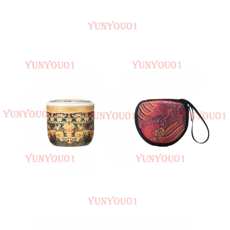 

Mini Handmade Ceramic Teapot, Single-Person Small Teapot with Storage Bag, Portable Kung Fu Tea Set for Outdoor Camping